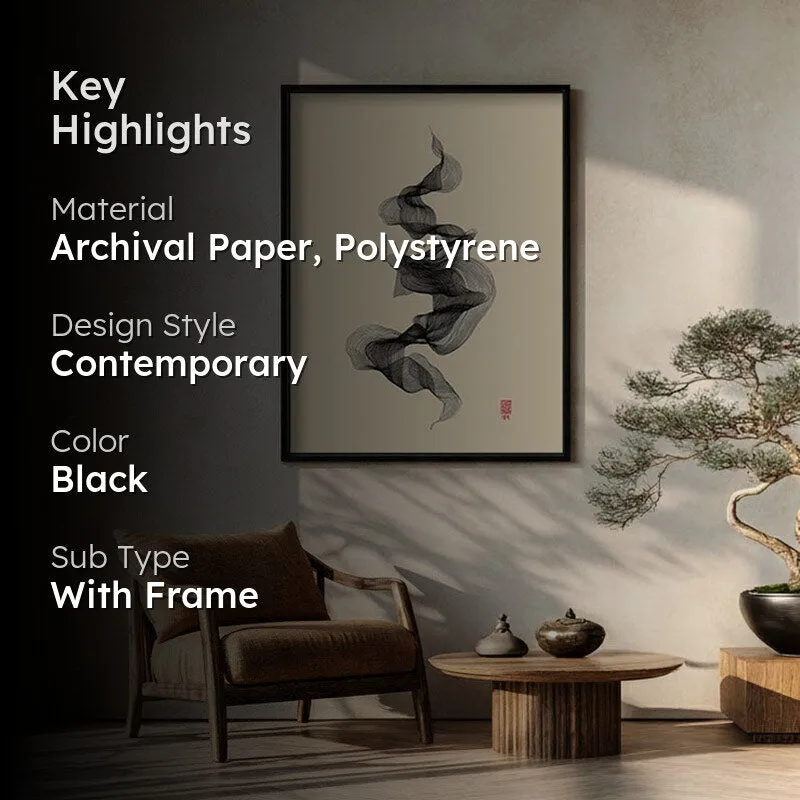 Calligraphy of Calm Archival Paper Wall Painting With Black Frame media 2