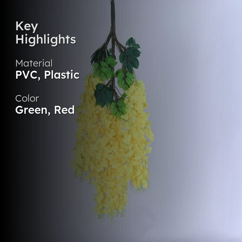 Faux Lush Wisteria Plant -  Yellow -  3.3 Feet media 2