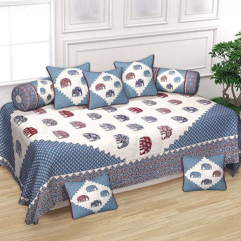 Anaahitha Ethnic Cotton Diwan Set (Blue) - Eight Piece Set media 1