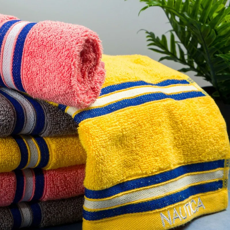 Nautica Dove Dual Down Cotton Hand Towel (Yellow,Lilac & Grey) - Set Of Six media 4