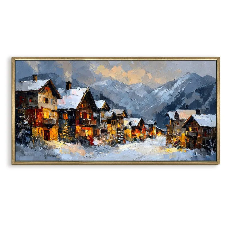 Hearthlight at Dusk Canvas Wall Painting With Frame media 3