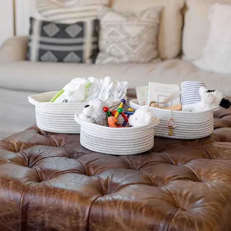 Stripey Mate Cotton Storage Basket - Set Of Three media 5
