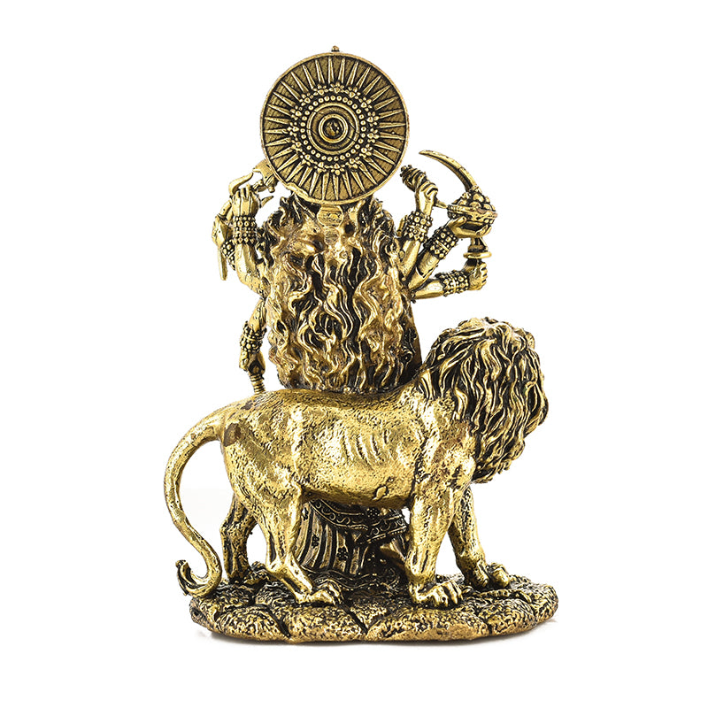 Powerful Shakti Brass Durga Idol - Gold media 5