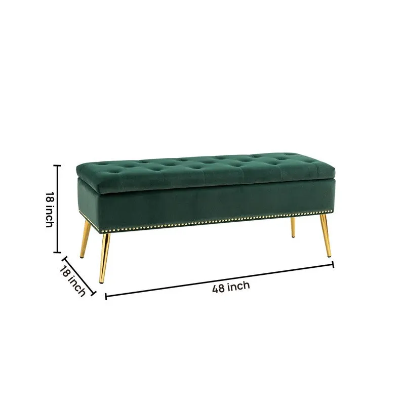Carnes Velvet And Steel Bench - Green media 6