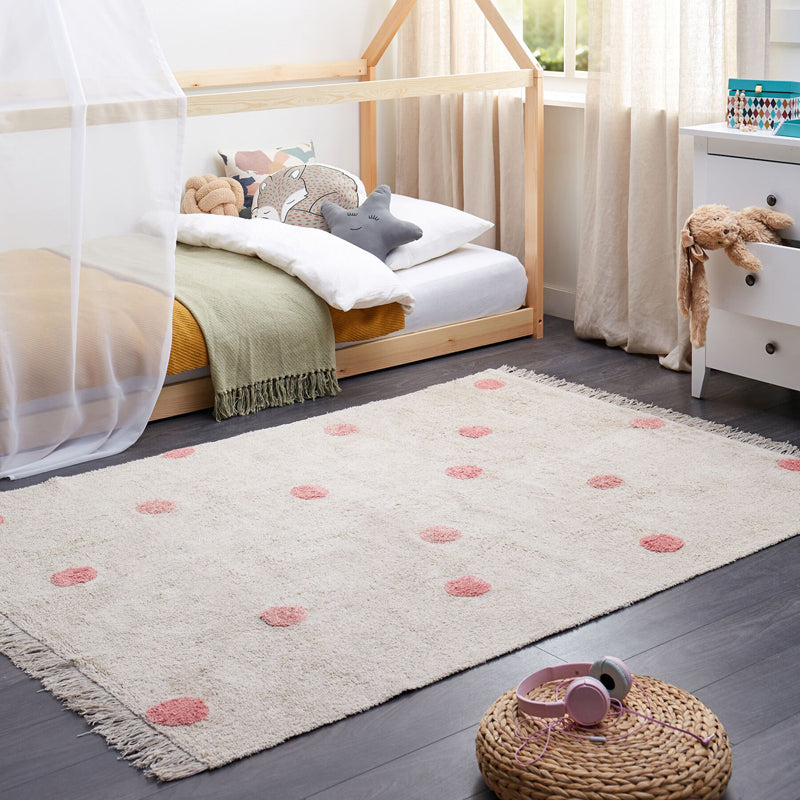 Polka Dream Tufted Cotton Area Rug - Pink media 3