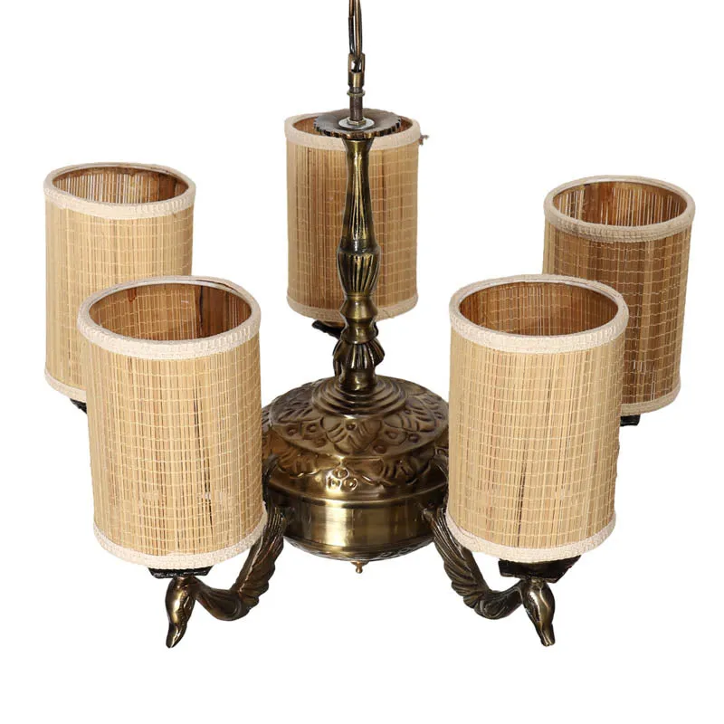 Sikha Cylindrical Golden Antique Ceiling Lamp media 4
