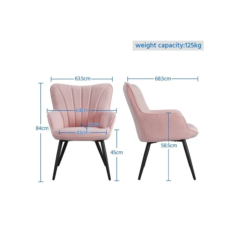 Seren Neem Wood Accent Chair - Pink media 6