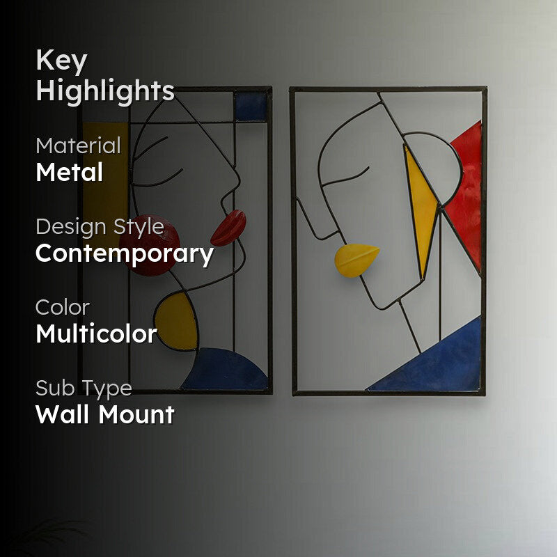 Lines & Faces Metal Wall Accent - Set Of Two media 2