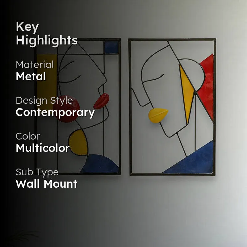 Lines & Faces Metal Wall Accent - Set Of Two media 2