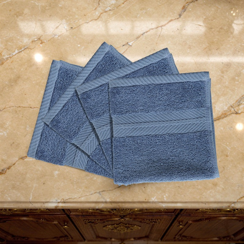 PlushAura Cotton Face Towel (Navy) - Set Of Four media 5