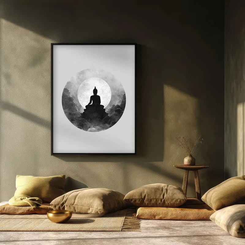 Eclipse of Peace Buddha Wall Painting With Black Frame media 3