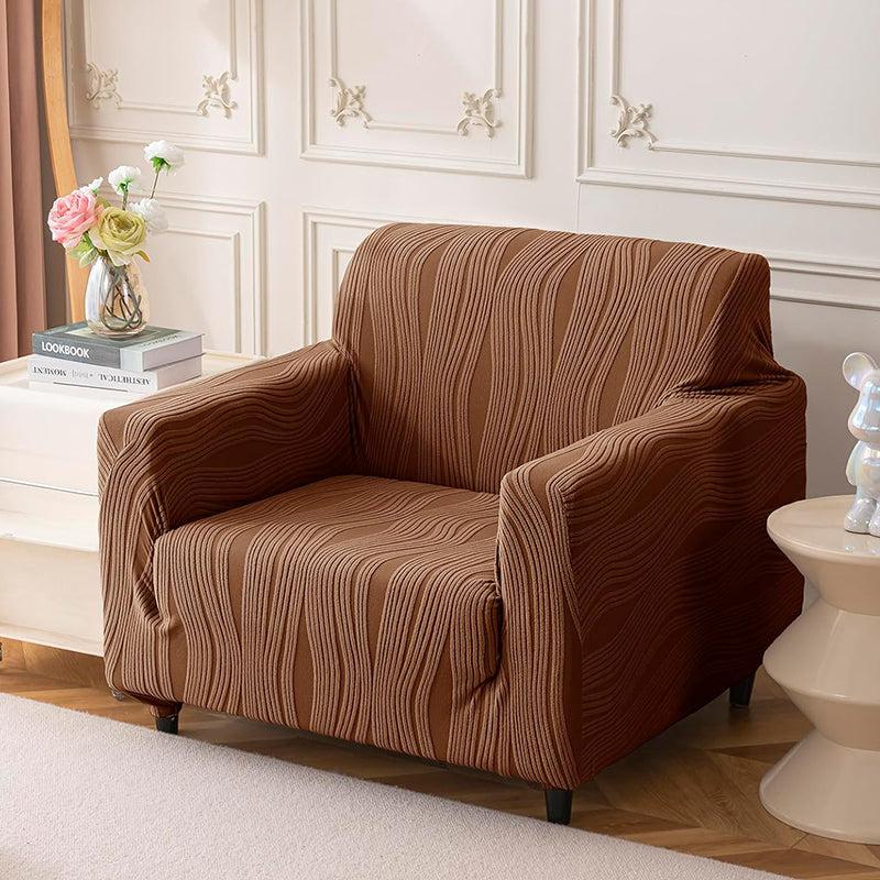 Velvet Night Solid Sofa Cover (Brown) - Single Seater media 3