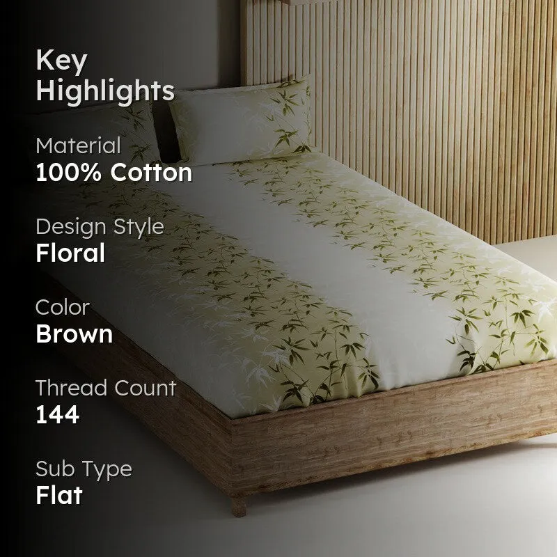 Vornel Cotton Bedsheet (Brown) - 144 TC media 2