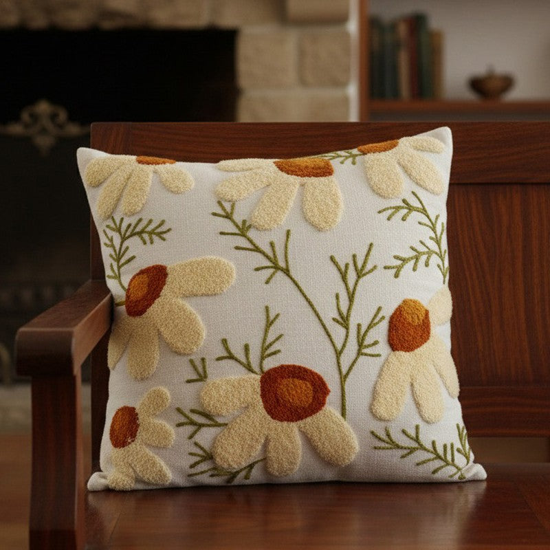 Thread Petals Tufted Cotton Cushion Cover media 5