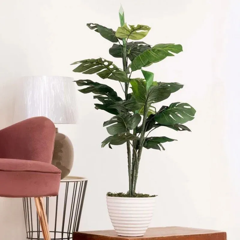 Leafscape Artificial Plant With Black Fiber Pot - 3 Feet media 1