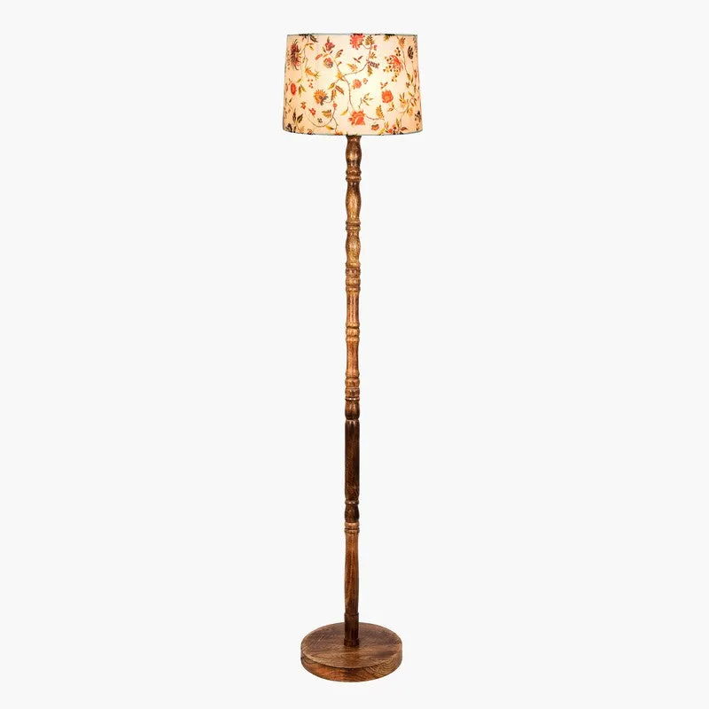 Botanical Charm Wooden Floor Lamp - Ivory & Red media 3
