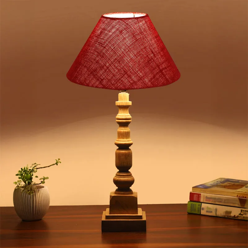 Sienna II Arbor Wooden Table Lamp - Red,Brown media 1