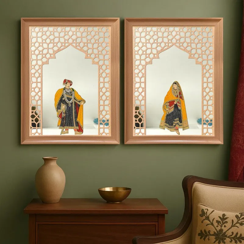 Jharokha Madhubani Glass Wall Mirrors - Set Of Two media 3