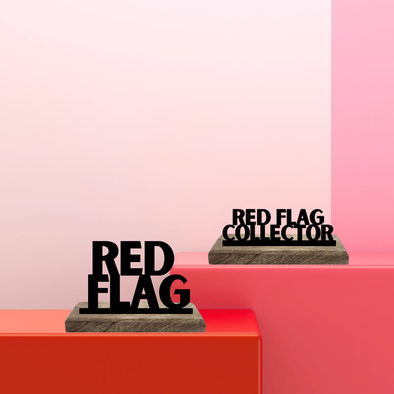 Red Flag Collector Typography Showpiece - Set Of Two