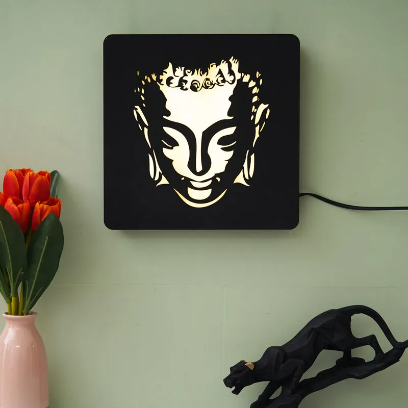 Lord Buddha LED Wooden Wall Lamp media 1