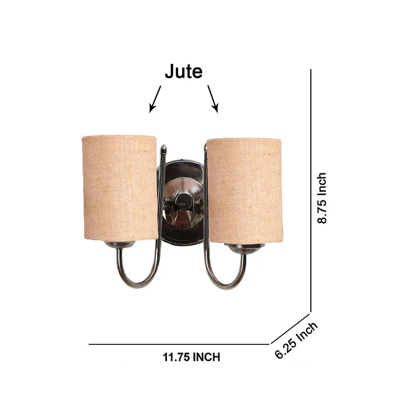 Veda Duo Cylindrical Fabric & Metal Wall Lamp - Beige media 5