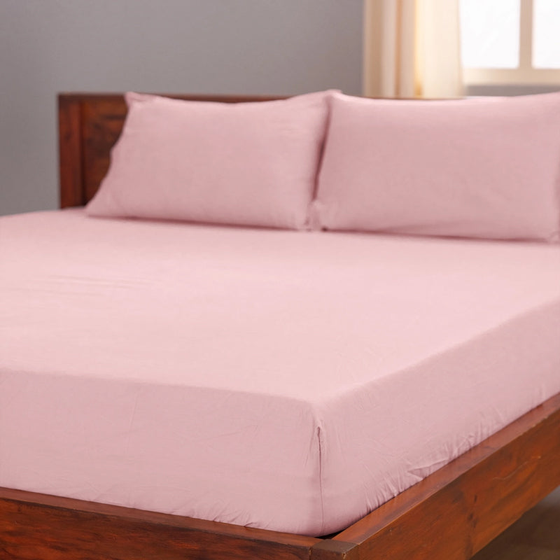 Maison Solid Cotton Bedsheet (Cameo Rose) - 400 TC media 9