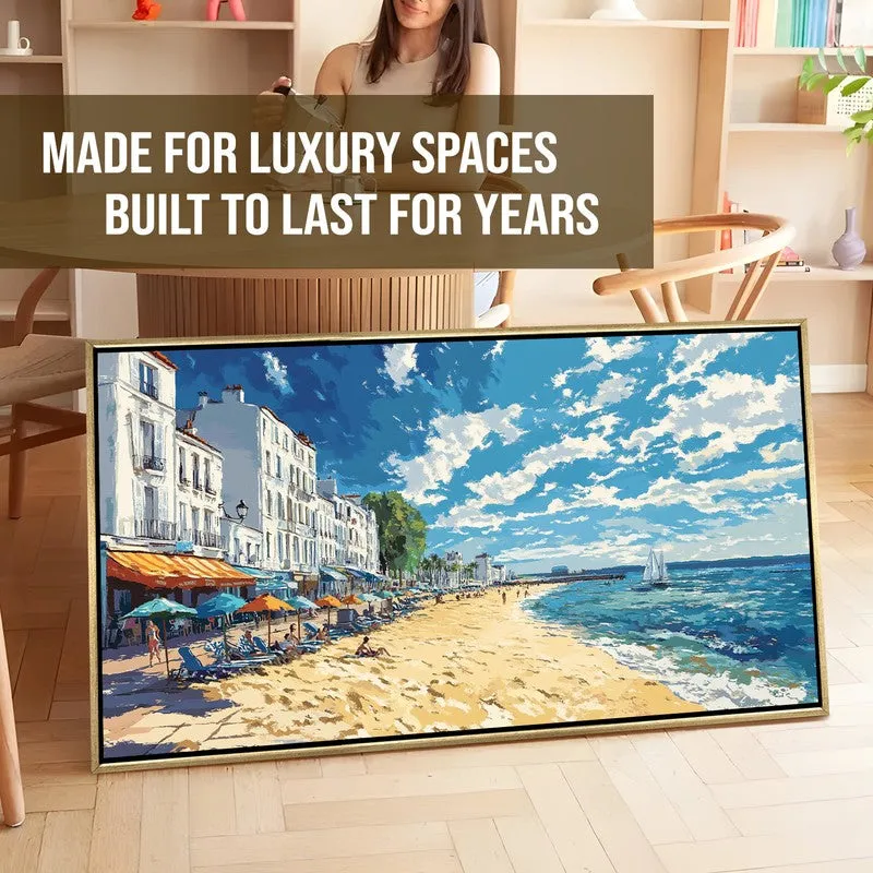 Cerulean Canvas Wall Painting With Frame media 7