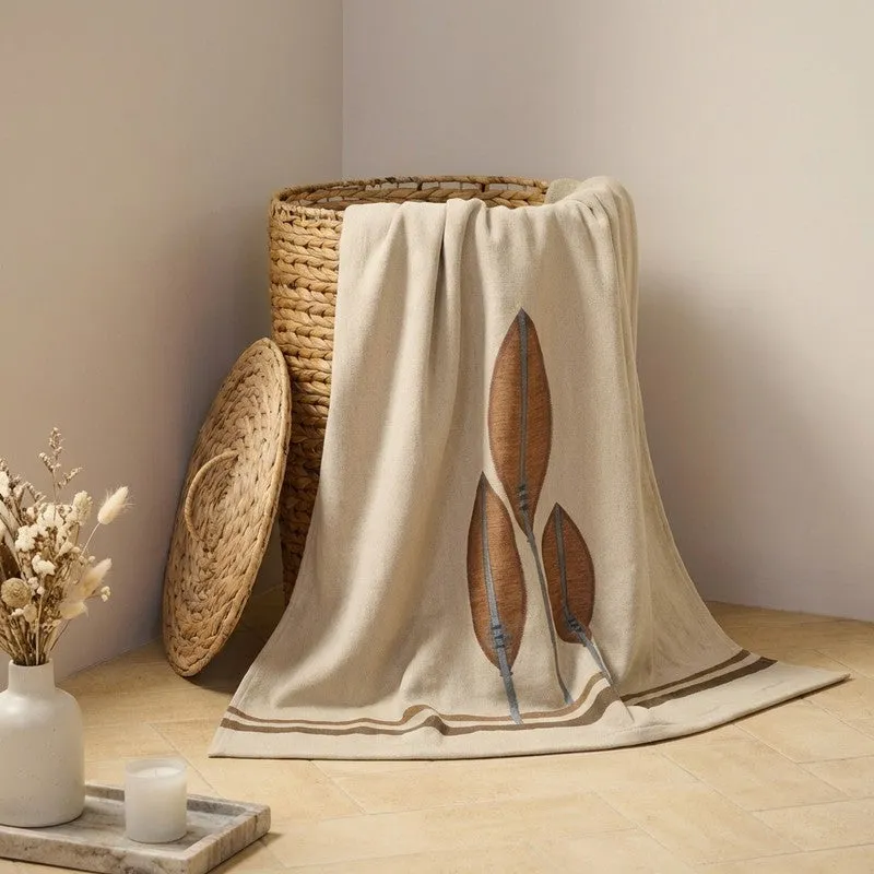 Rustic Petal Cotton Bath Towels - Beige media 1