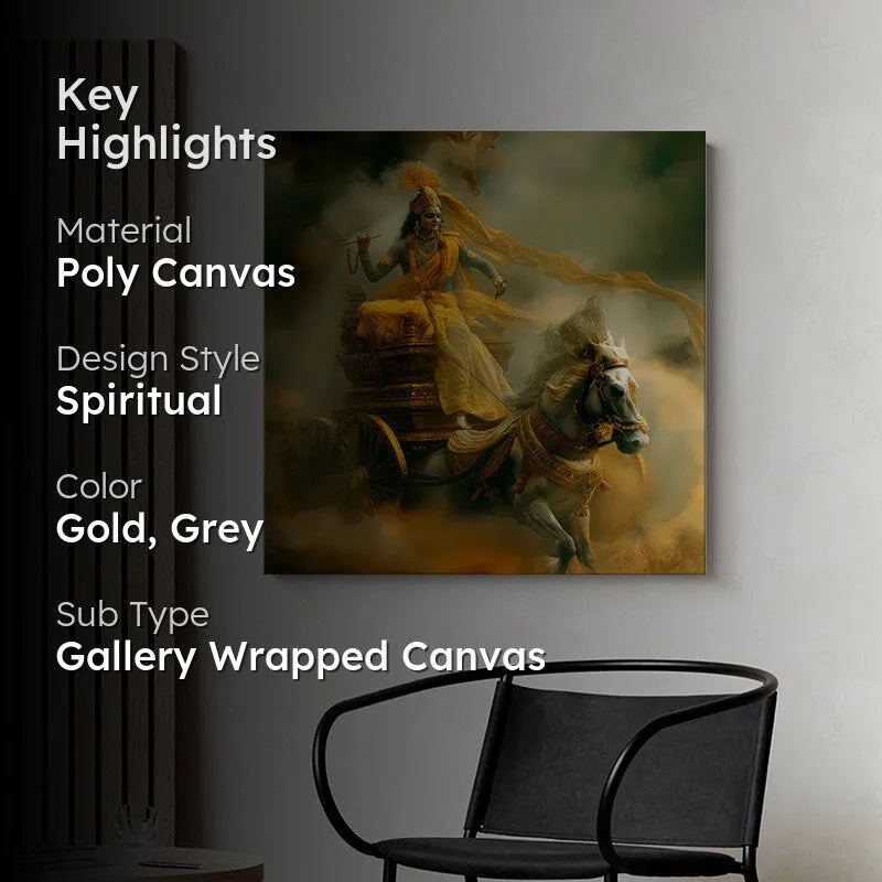 Krishna Chariot Poly Canvas Wall Painting media 2