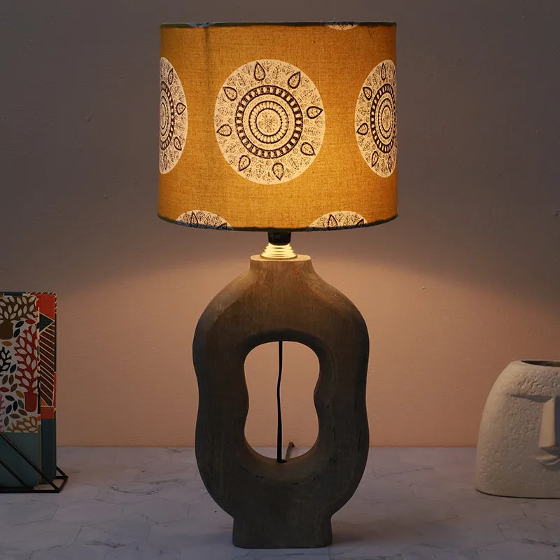 Mandala Merry Hewn Printed Mango Wood Table Lamp - Beige,Yellow,White media 1