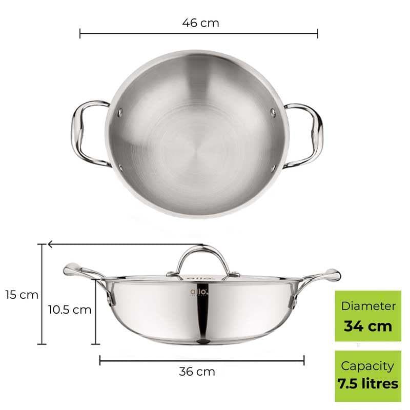 Suko Induction Safe Kadhai With Lid - 7000 mL / 13 Inches media 5