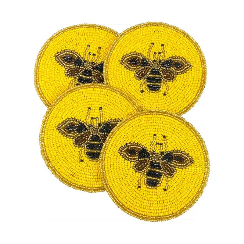 Moiraa Beaded Coaster (Yellow) - Set Of Four media 3