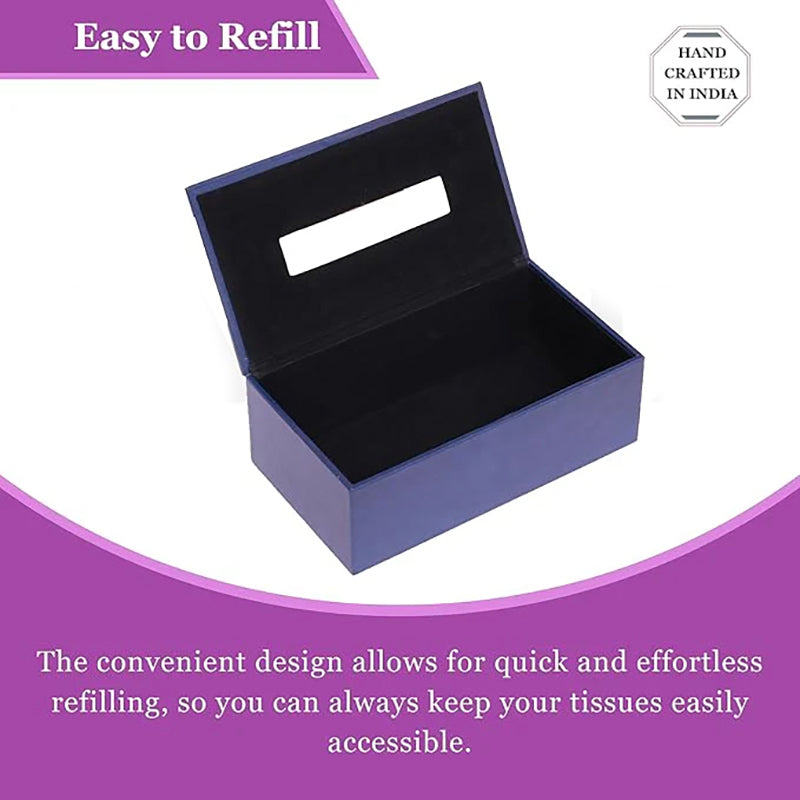 Elvan Faux Leather Tissue Holder - Blue media 7