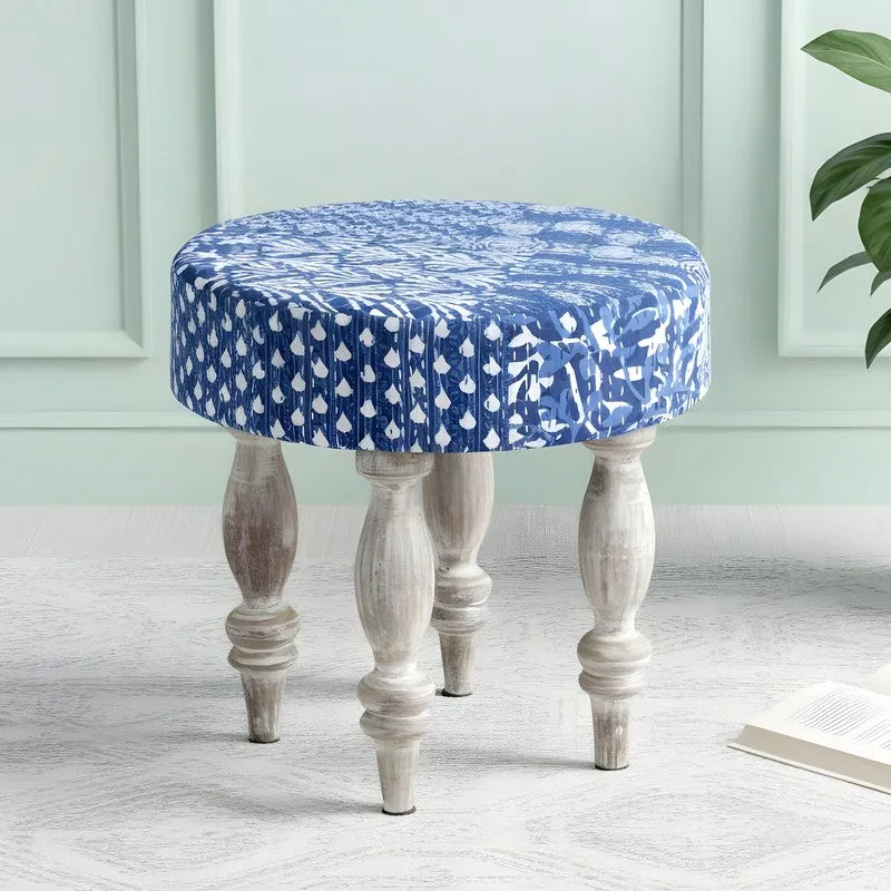 Savex Sheesham Wooden Stools (Blue) - Set Of Two media 4