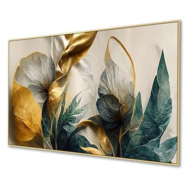 Opal Foliage Canvas Wall Painting With Frame media 5