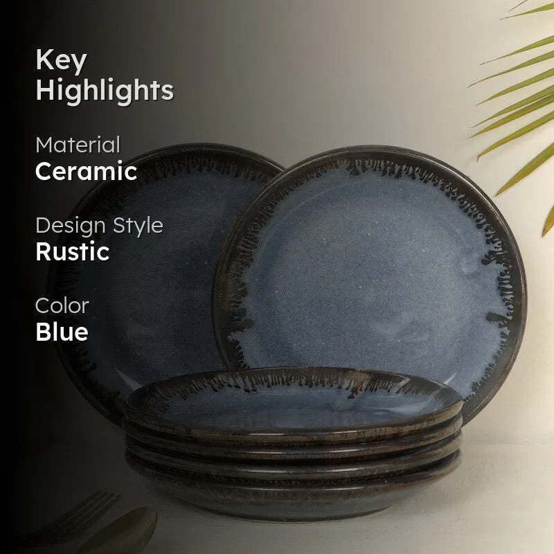 Handcrafted Ceramic Quarter Plate (Blue) - Set Of Six media 2