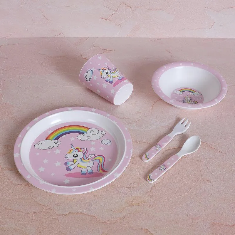 Unicorn Hop Kids Dinner Set - Five Piece Set media 6