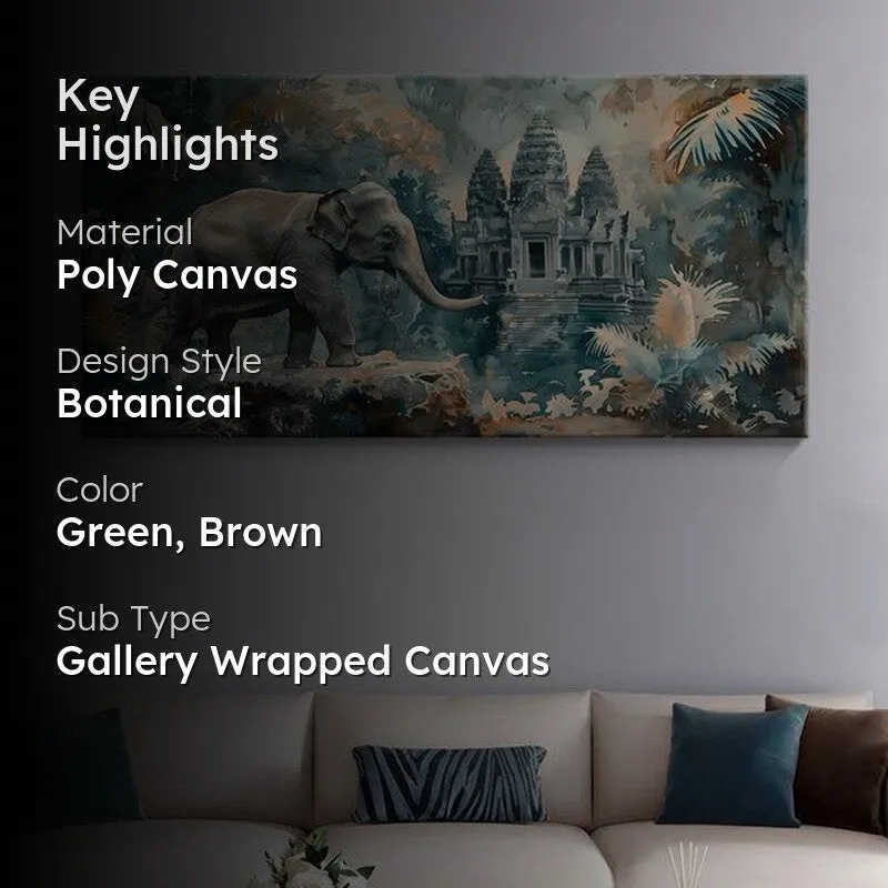 Sacred Temple With Gajendra Poly Canvas Wall painting media 2