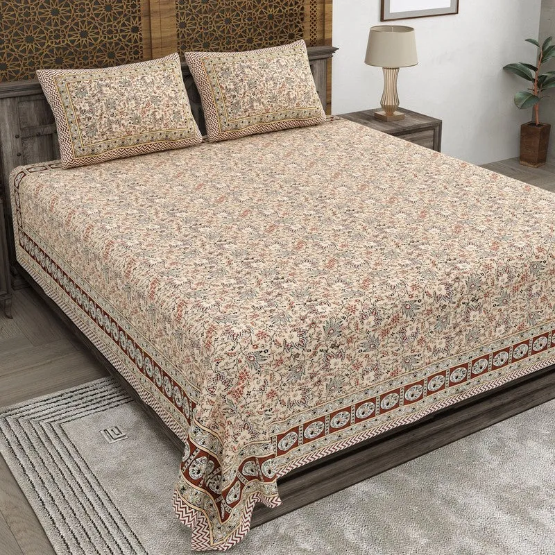 Geora Cotton Bedsheet (Beige) - 240 TC media 1