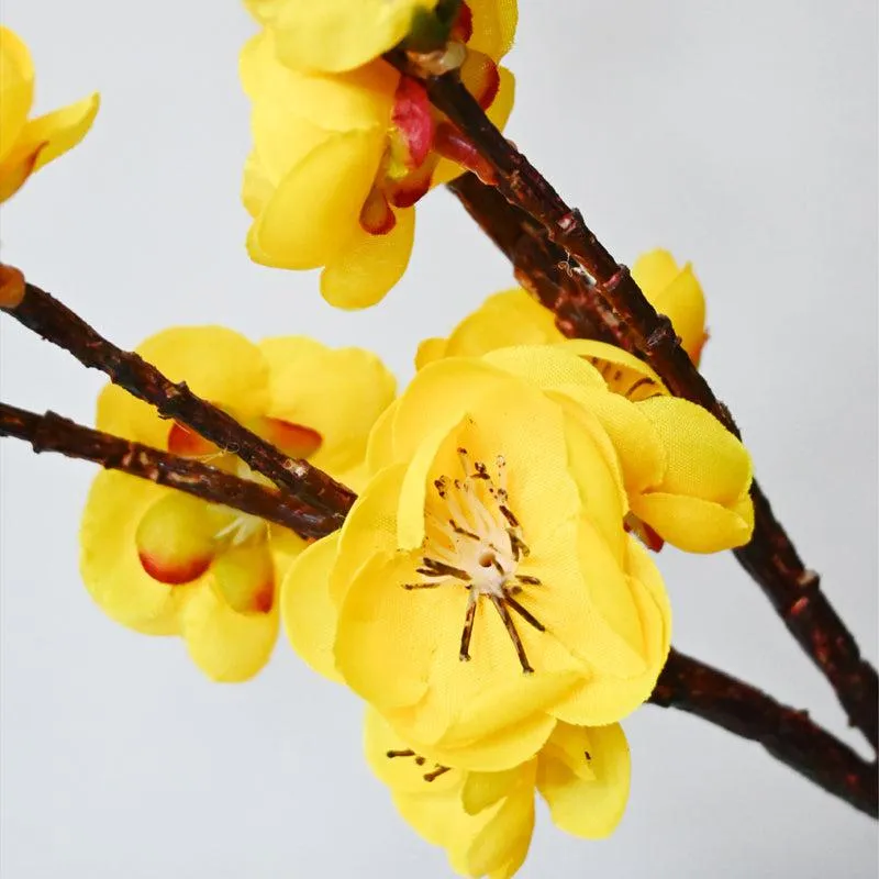 Artificial Plum Blossom Flower Stick - Yellow - 3