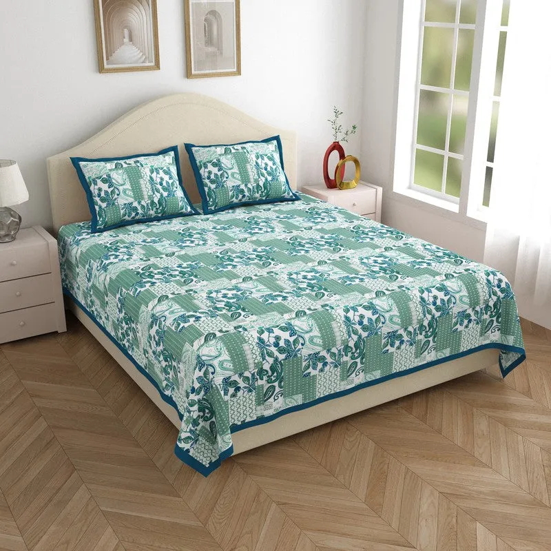 Ethnic Nest Cotton Bedsheet (Blue) - 120 TC media 1