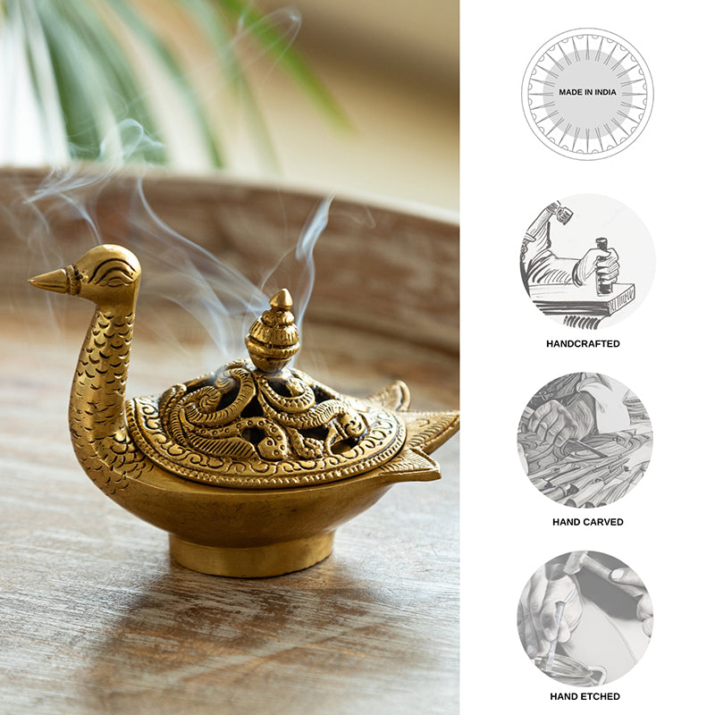 Tamra Mayura Brass Incense Holder media 6