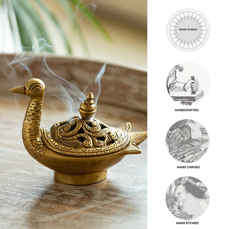 Tamra Mayura Brass Incense Holder media 6