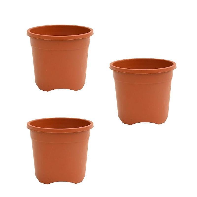 Ugaoo UV Treated Brown Plastic Pot (20 CM) - Set Of Three media 4