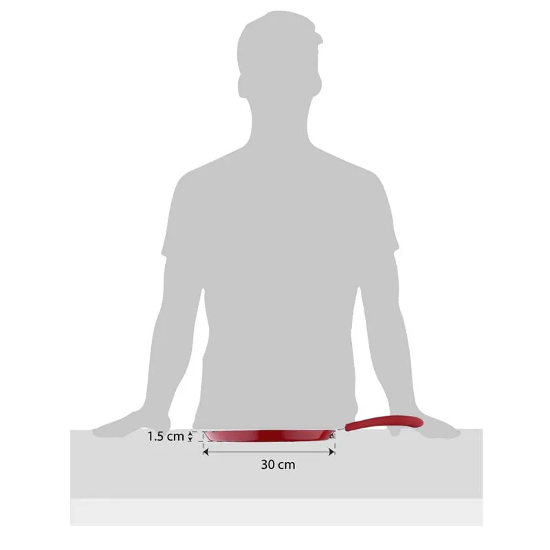 Side profile of the 30 cm red dosa tawa
