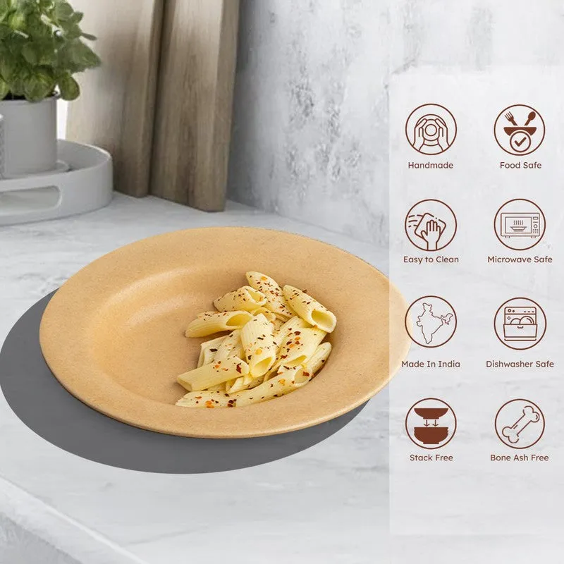 Wood Grove Ceramic Pasta Plate (Brown) - Set Of Two media 7