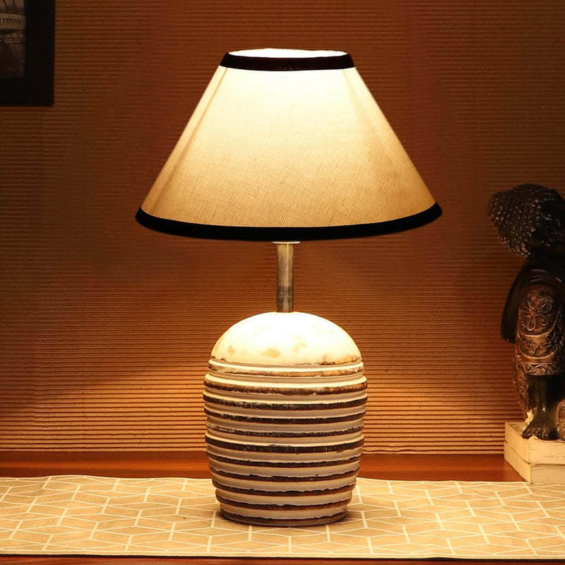 Lumexa Cotton Table Lamp With Wooden Base - White