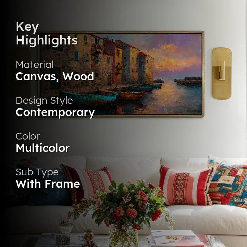 Painted Harbor Canvas Wall Painting With Frame media 2