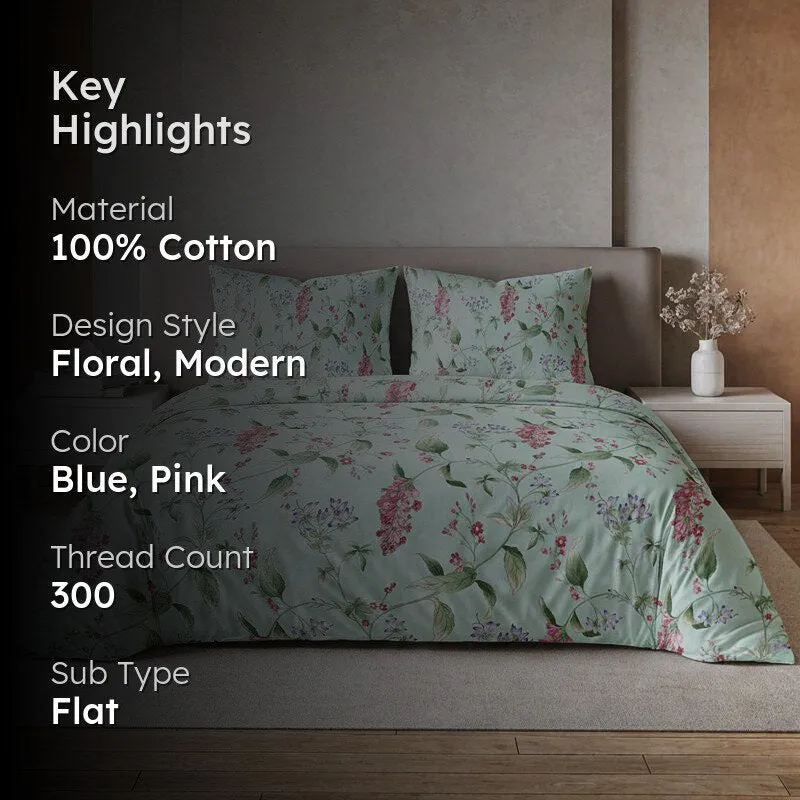 Bressie Botanica Printed Cotton Bedsheet - 300 TC media 2