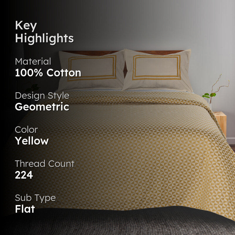 Saral Home Firki Cotton Bedsheet (Yellow) - 224 TC media 2